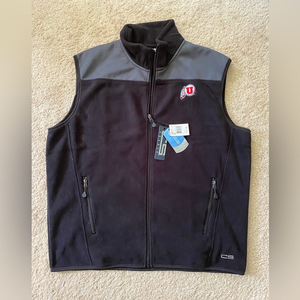 NWT Men’s XL Utah Utes Collegiate Black Grey Vest Crable Sportswear